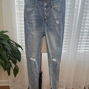 Classic Light Blue Distressed Skinny Jeans